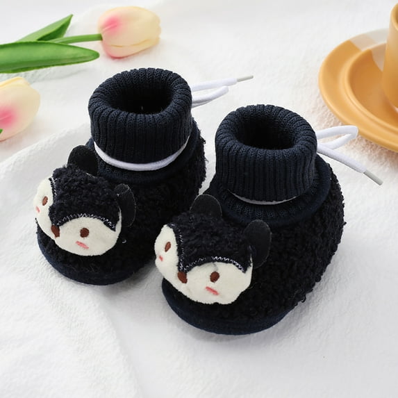 Bysome Toddler Boys Girls Shoes Baby Soft Booties Snow Boots Warming Shoes Black 3-6 Months