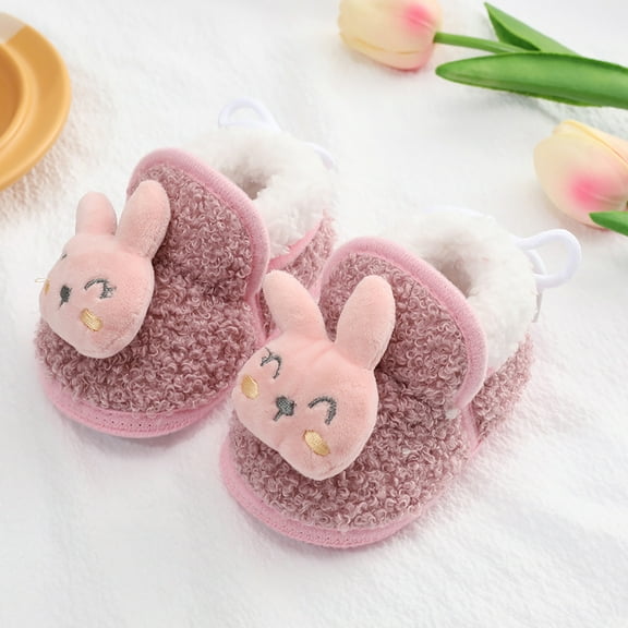 Bysome Toddler Boys Girls Shoes Baby Soft Booties Snow Boots Warming Shoes Pink 6-9 Months