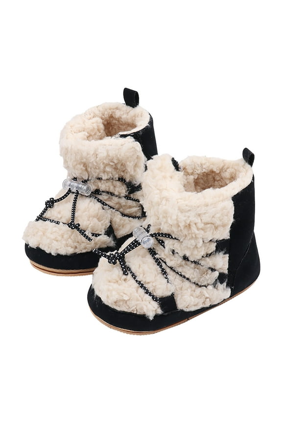 Toddler Boys Girls Shoes Slippers Girl Boy House Shoes Fuzzy Hard Bottom Winter Boots Baby Cozy Walking Sock Black 18-24 Months