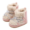 thumbnail image 1 of Bysome Toddler Boys Girls Shoes Slippers Girl Boy House Shoes Fuzzy Hard Bottom Winter Boots Baby Cozy Walking Sock Red 6-12 Months, 1 of 1