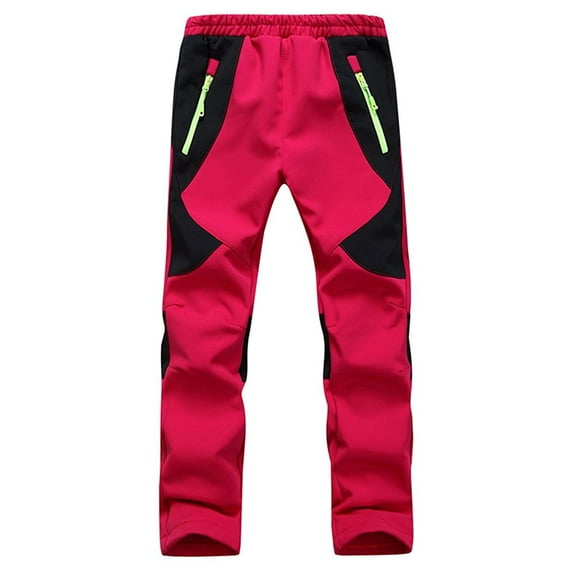 Bysome Windproof Girls Boys Skiing Pants Breathable With Rain Warm Trousers Outdoor Winter Kids Hiking Trousers Ski Pants Red Size 7-8 Years