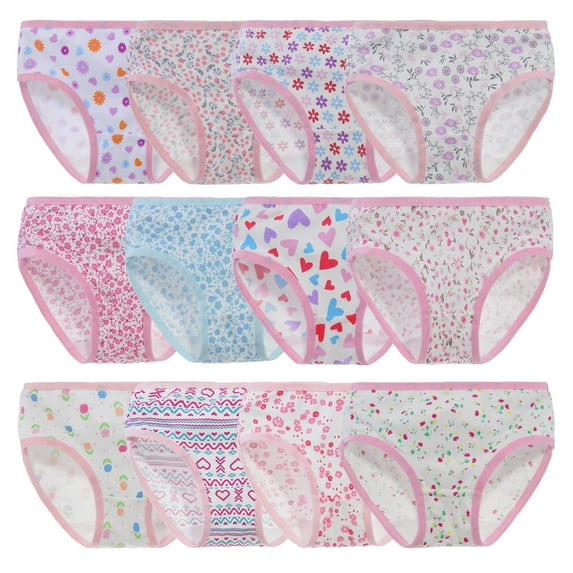 Hbhpov 12 pack of Baby Panties Soft Comfort Knicker Underwear Girls Assorted Briefs, Size 2-14