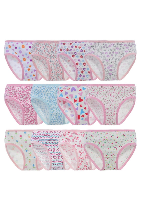 12 pack of Baby Panties Soft Comfort Knicker Underwear Girls Assorted Briefs, Size 2-14