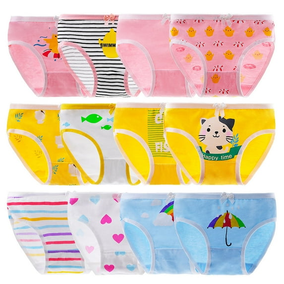 Hbhpov 12 pack of Baby Panties Soft Comfort Knicker Underwear Girls Assorted Briefs, Size 2-14