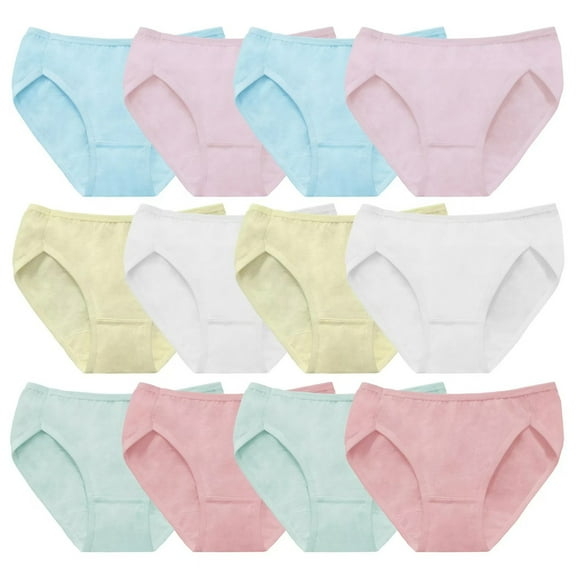 Hbhpov 12 pack of Baby Panties Soft Comfort Knicker Underwear Girls Assorted Briefs, Size 2-14