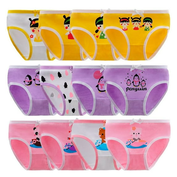 Hbhpov 12 pack of Baby Panties Soft Comfort Knicker Underwear Girls Assorted Briefs, Size 2-14