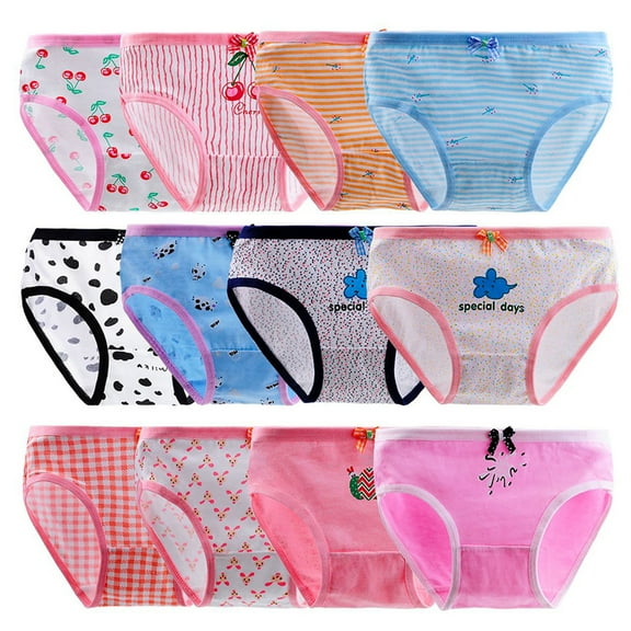 Hbhpov 12 pack of Baby Panties Soft Comfort Knicker Underwear Girls Assorted Briefs, Size 2-14