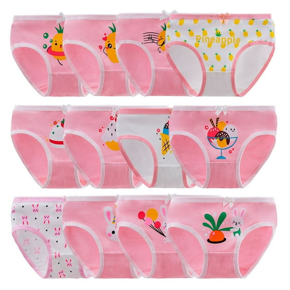 Hbhpov 12 pack of Baby Panties Soft Comfort Knicker Underwear Girls Assorted Briefs, Size 2-14