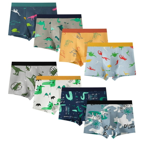 Hbhpov Boys Underpants Dinosaur Toddler Boxer Shorts Briefs Kids Soft Underwear, 8 Pack, Size 2-12