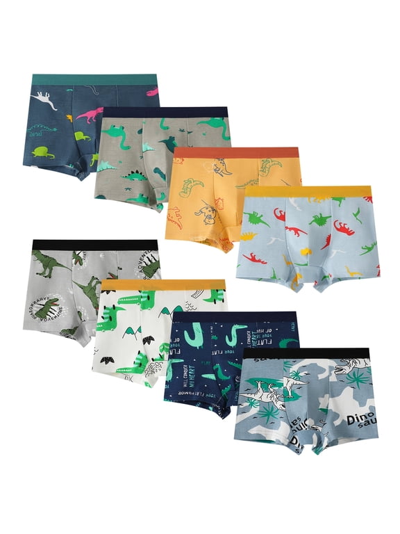 Boys Underpants Dinosaur Toddler Boxer Shorts Briefs Kids Soft Underwear, 8 Pack, Size 2-12