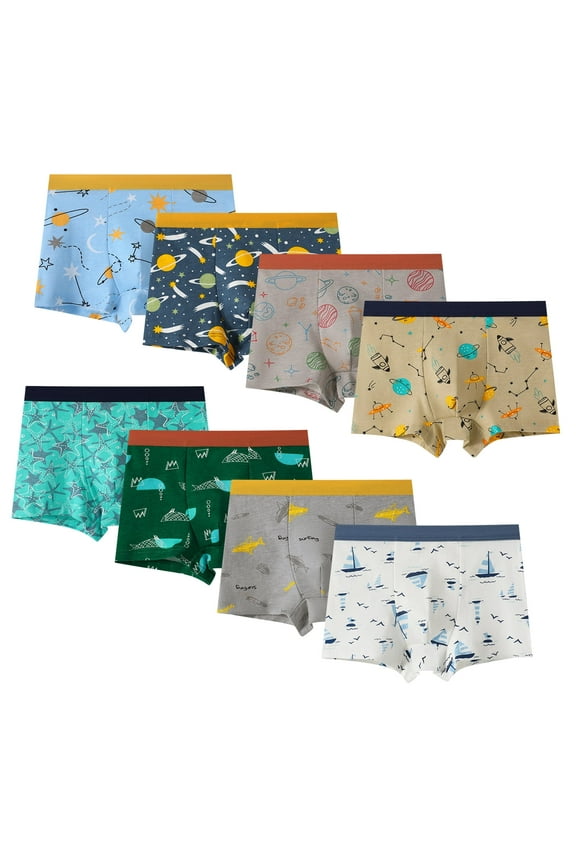 Boys Underpants Dinosaur Toddler Boxer Shorts Briefs Kids Soft Underwear, 8 Pack, Size 2-12