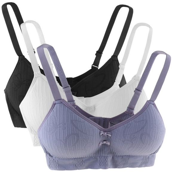 Hbhpov Cotton Girls' Daily Sports Bra, Adjustable Strapless Camisole Bra, Wire Free 3-Pack