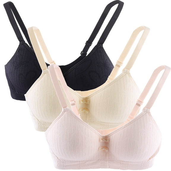 Hbhpov Cotton Girls' Daily Sports Bra, Adjustable Strapless Camisole Bra, Wire Free 3-Pack