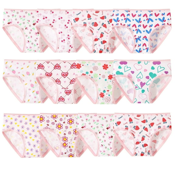 Hbhpov Girl's Cute Briefs Baby Super Cotton Underwear, 12 Pack , Sizes 2-12