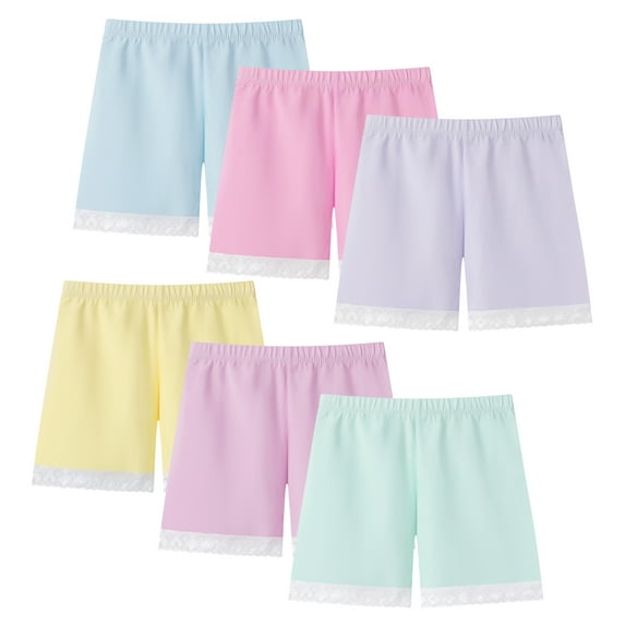 Hbhpov Girl’s Solid Color Biking Shorts Boyshort Panties for Toddlers 6 Pack, Size 2-14