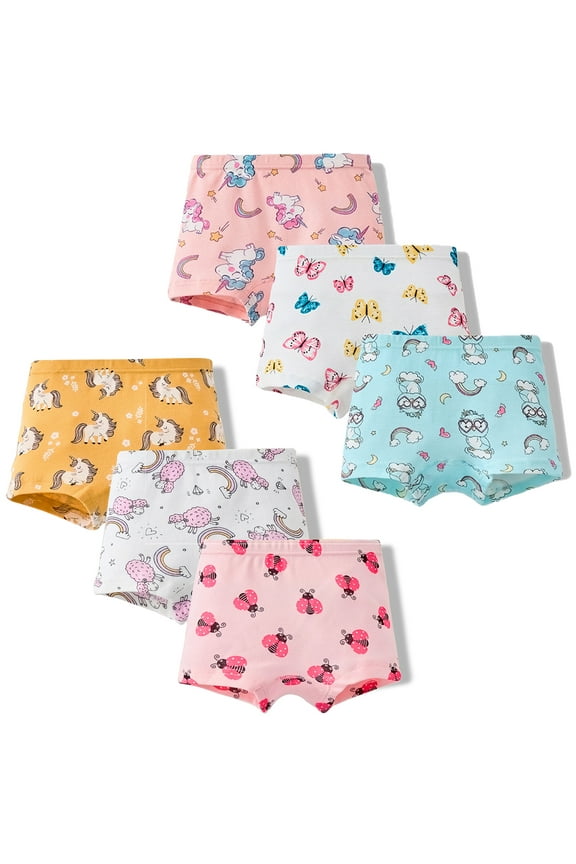 Girls Panties Supersoft Cotton Boy Short Underwear 6-Pack, Sizes 2-10