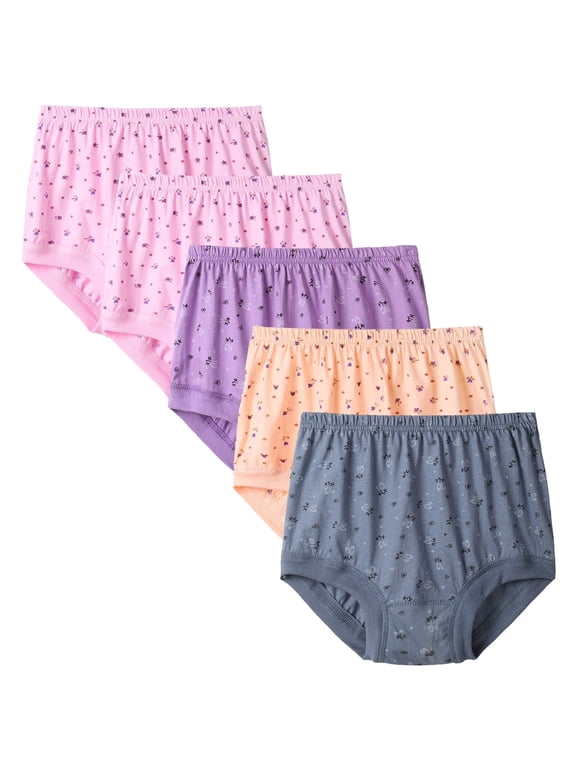 High Waist Ladies Cotton Briefs Underwear of 5-Pack, Sizes S-3XL