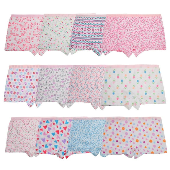 Hbhpov Kids Soft Cotton Knickers Underwear Little Girls Boyshort Panties, 12-Pack