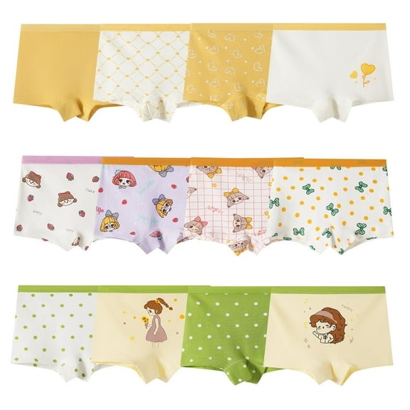Hbhpov Kids Soft Cotton Knickers Underwear Little Girls Boyshort Panties, 12-Pack