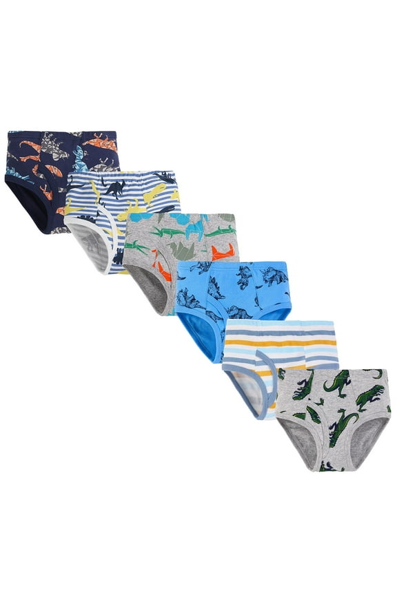 Little Boys Cotton Briefs Soft Undies Toddler Kids Underwear 6 Pack, Size 2-10T