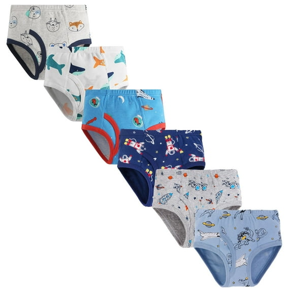 Hbhpov Little Boys Cotton Briefs Soft Undies Toddler Kids Underwear 6 Pack, Size 2-10T