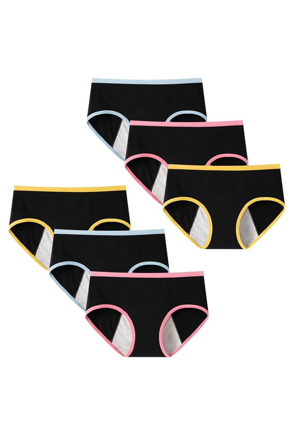 Teen Girls Menstrual Period Pants Leakproof Knickers Briefs 6 Pack, Size 10-18