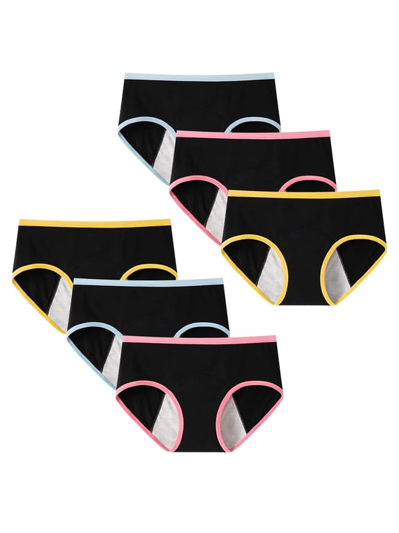 Teen Girls Menstrual Period Pants Leakproof Knickers Briefs 6 Pack, Size 10-18