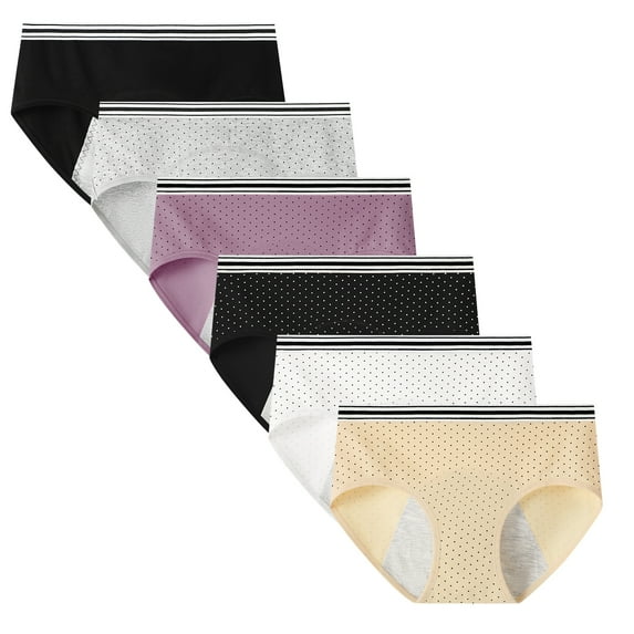 Hbhpov Teen Girls Menstrual Period Pants Leakproof Knickers Briefs 6 Pack, Size 10-18