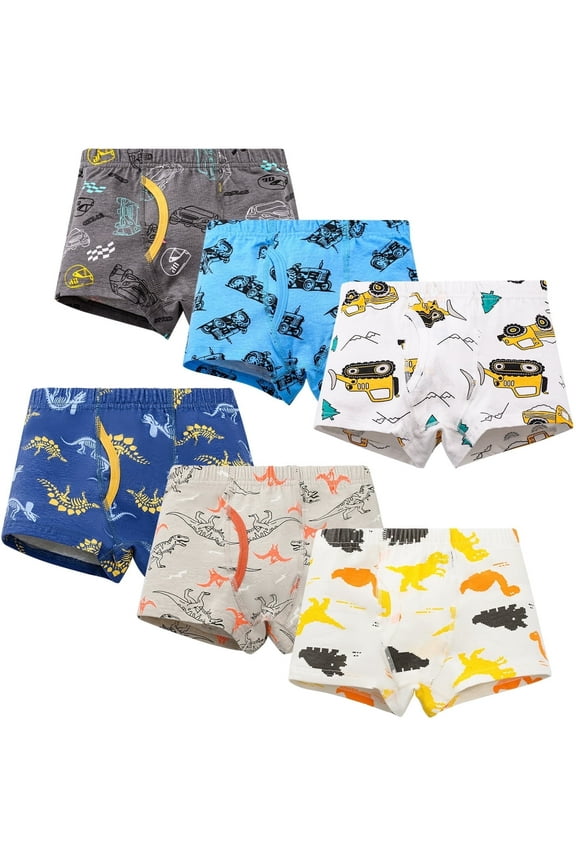 Toddler Boys'Boxers Breathable Dinosaur Underpants, 6-Pack, Sizes 2-12