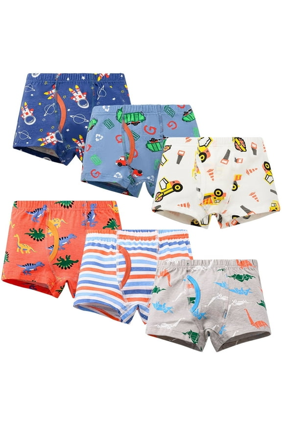 Toddler Boys'Boxers Breathable Dinosaur Underpants, 6-Pack, Sizes 2-12