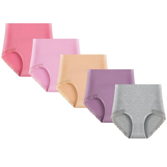 Hbhpov Women Cotton Underwear Briefs Slight Tummy Control, 5 Pack, Size S-3XL