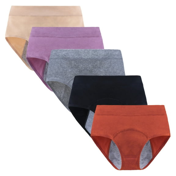 Hbhpov Women's Leakproof Soft Protective Menstrual Panties 5 Pack, Sizes S-3XL
