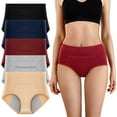 thumbnail image 1 of Hbhpov Women's Period Underwear Cotton Leakproof Briefs with Pocket - Mid Waist, 5 Pack, Size S-XXL, 1 of 10