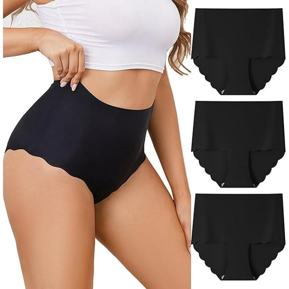 Hbhpov Women's Seamless Briefs, Tag-Free High Waist Slim Fit Underwear, 3 Pack, Size M-XXL