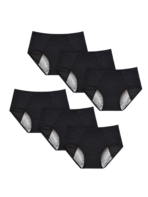 Women's Period underwear Briefs - leakproof, 6 Pack, Sizes S-XXL
