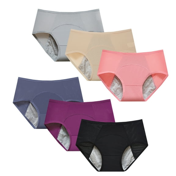 Hbhpov Women's Period underwear Briefs - leakproof, 6 Pack, Sizes S-XXL