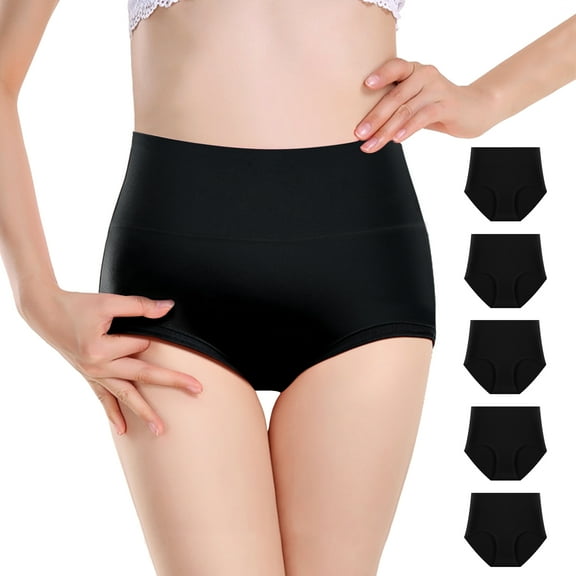 Hbhpov Womens Cotton Underwear High Waist Briefs Tummy Control Stretch Panties Underpants,5-Pack