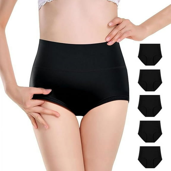 Hbhpov Womens Cotton Underwear High Waist Briefs Tummy Control Stretch Panties Underpants,5-Pack
