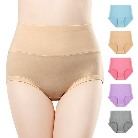 Hbhpov Womens Cotton Underwear High Waist Briefs Tummy Control Stretch Panties Underpants,5-Pack