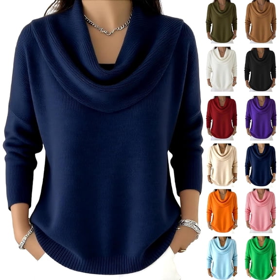Hbtdoern 2026 Elegant Retro Soft Triangle Neck Solid Color Sweater Top, Long Sleeve Knit Pullover for Women