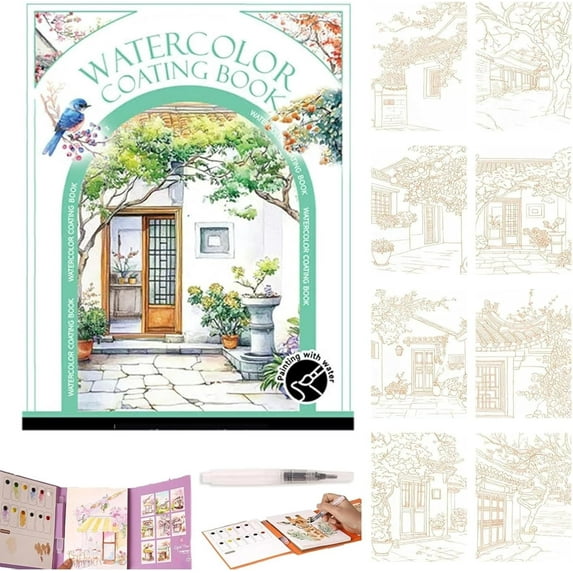 Hbtdoern Creative Stress Relief Kit, 2026 New Paint Art Watercolor Books Painting Kit, Watercolor Painting Book for Adults, for Beginners, Art Therapy Travel Set