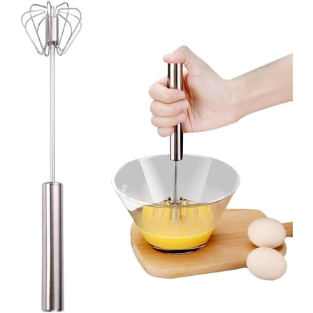 Hbtdoern Egg Whisk, 2026 Upgraded Stainless Steel Semi Automatic Whisk, Hand Wisk Egg Beater Easy to Use for Making Cream, Blending, Whisking, Beating & Stirring