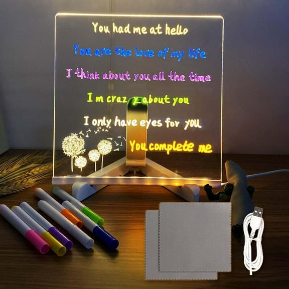 Hbtdoern LED Drawing Board with 7 Colors & Support Frame - LED Light Up Writing Board, Electronic Memo Doodle Board with Stylus - Neon Art Dry Erase Board for Office Home Kitchen