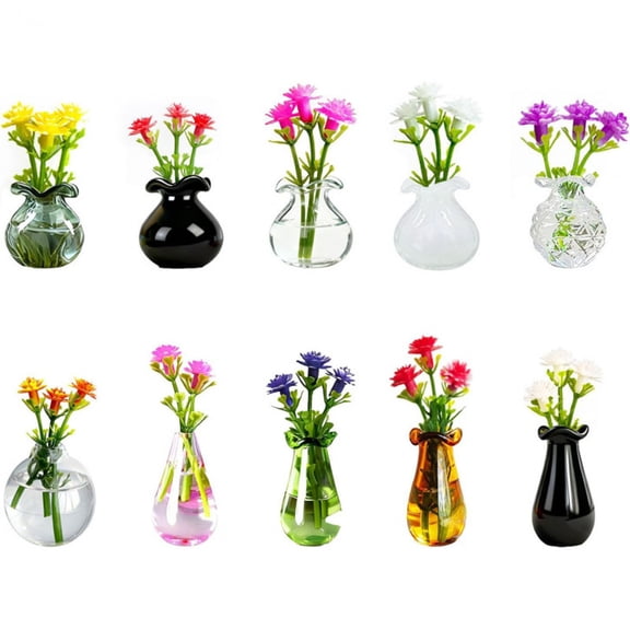 Hbtdoern Mini Vase Magnets for Fridge, Mini Bud Vases Magnetic, Cute 3D Flower Vase for Kitchen & Office Decoration