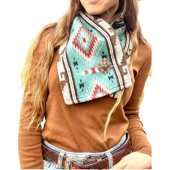 Hbtdoern Western Cowboy Green Warm Neck Hood, Womens Neck Warmer with Snap Closure, Hooded Scarf Winter for Women