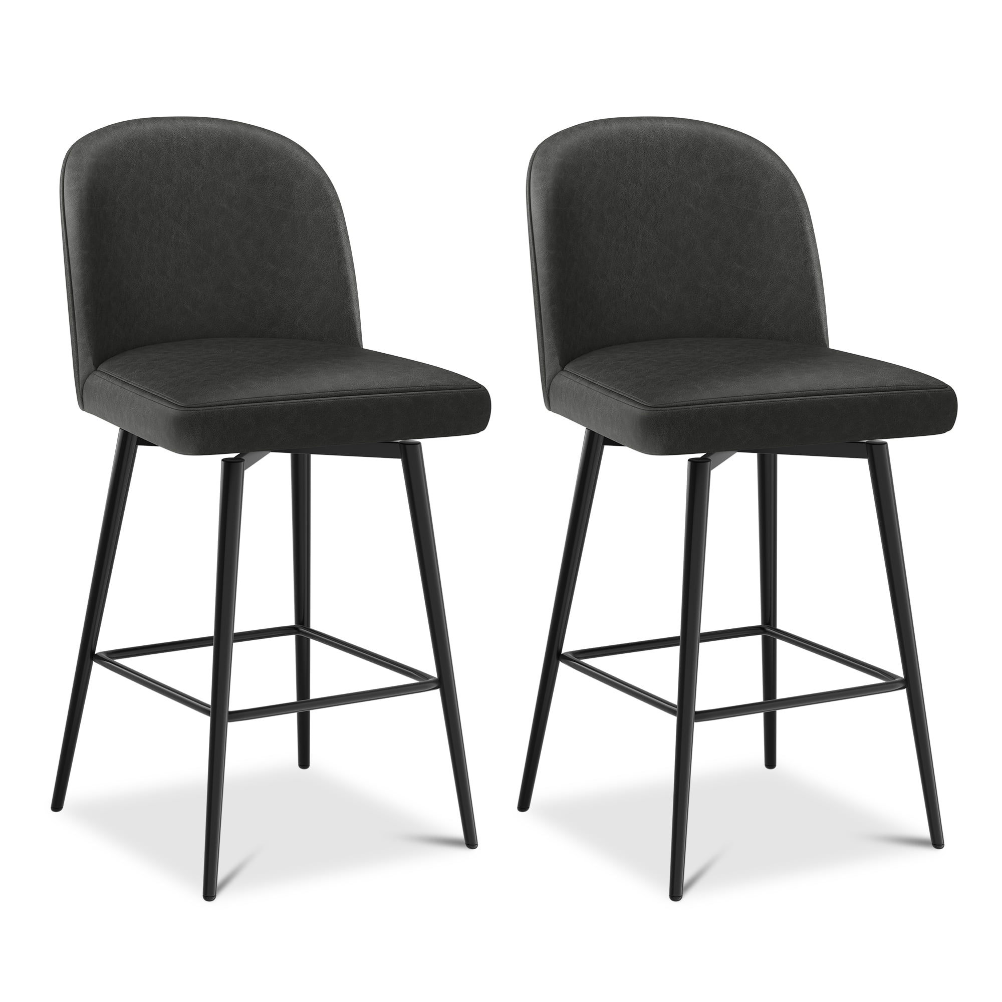 Hcore Barstools Bar Height Set of 2, 26 Inch Upholstered 360°Swivel