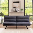 thumbnail image 1 of Hcore Convertible Futon Sofa Bed Uptown with Memory Foam and Metal Legs, Light Black, 1 of 8