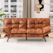 Convertible Armless Futon Sofa Bed,3" Memory Foam Modern Loveseat Couch,71" L Sleeper Sofa Bed,Small Splitback Modern Faux Leather Futon Sofa