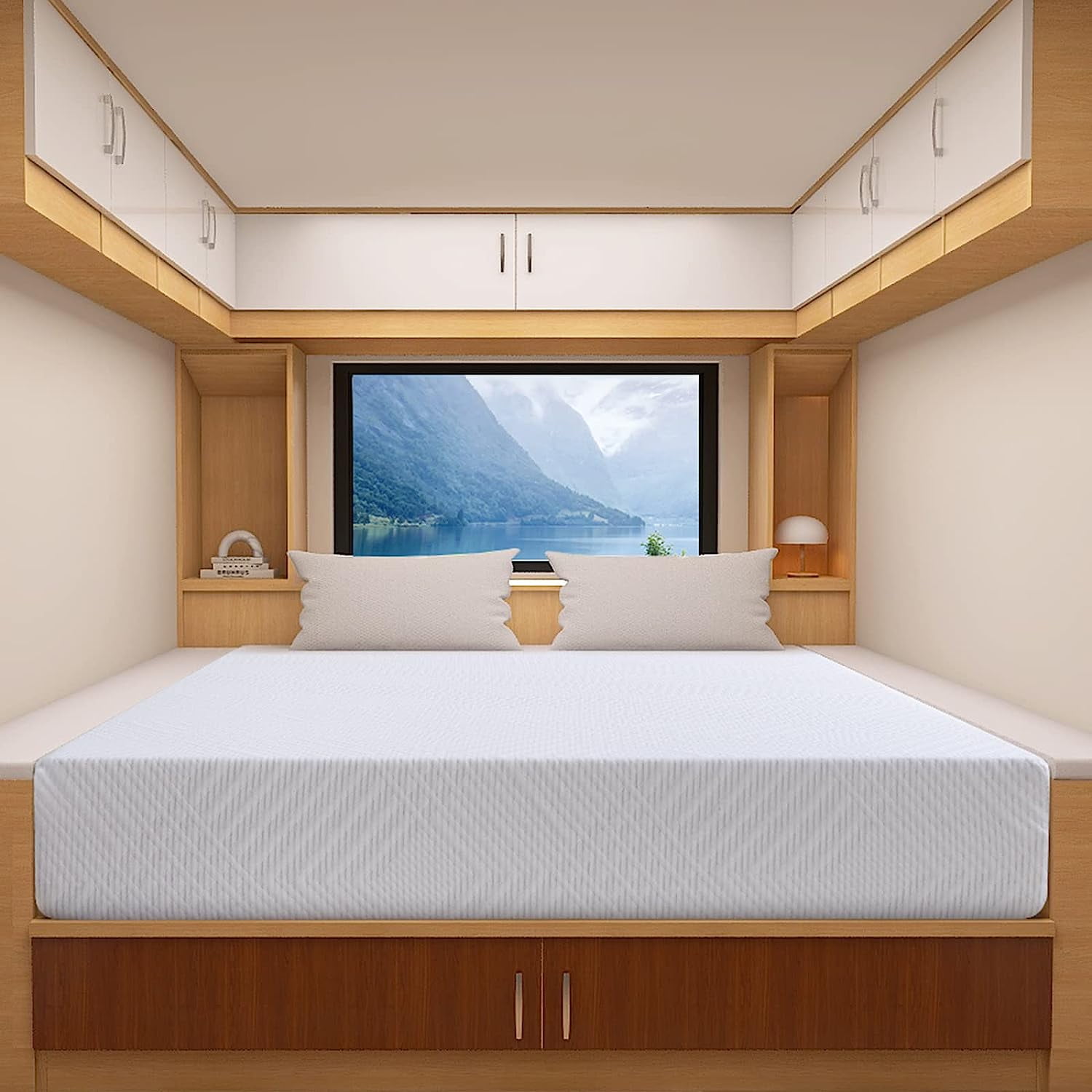 Hcore Ego White RV 8 inch Memory Foam Mattress, Short Queen Size