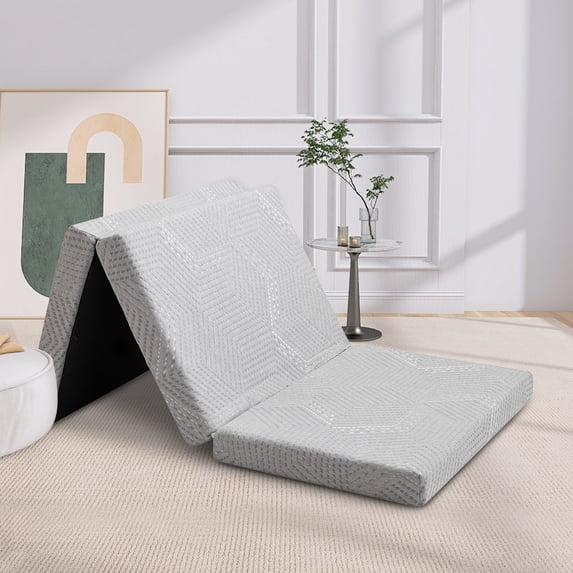 Hcore Folding Mattress, King Size Tri-Folding Gel Memory Foam Mattress Topper with Storage Bag